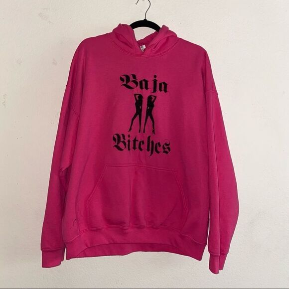 Baja Bitches Pink Hoodie with Girls - Picture 1 of 6